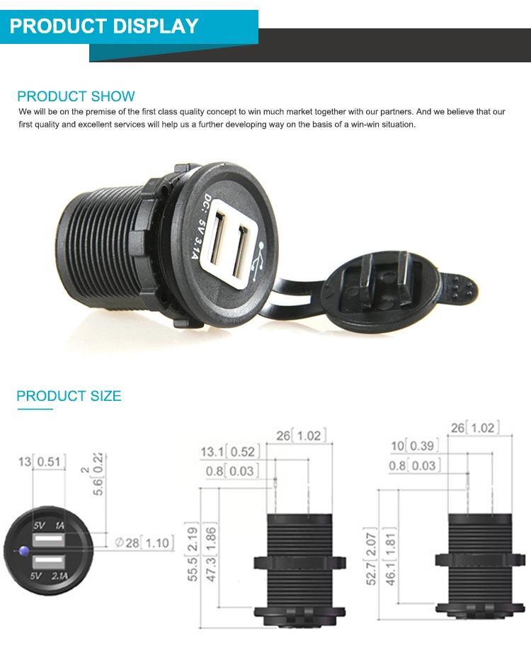 USB C Car Charger Socket, Aluminum Metal 12V/24V Multiple USB Outlet Pd 20W USB-C and Dual QC3.0 Ports with Power Switch Car USB Port 12V Socket for Car