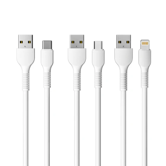 1m 2m 3m 2.4A 3A PVC / TPE Micro USB Type C Lightning Câble USB Vente en gros d'accessoires de téléphone portable Câble de données Câble de chargeur USB pour téléphones Huawei Xiaomi Samsung