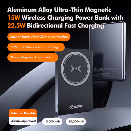 Banque d'alimentation magnétique avec chargeur sans fil Pd QC