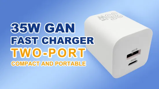 Dernière technologie de nitrure de gallium 35W Pd QC chargeur rapide USB a+C chargeur d'alimentation mobile double port